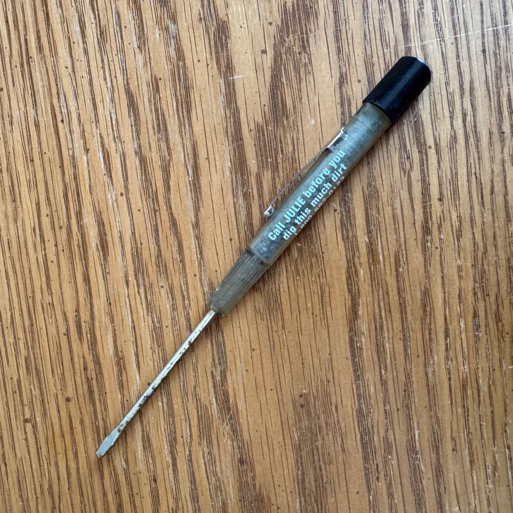 Vintage GTE Call JULIE Before You Dig Pocket Screwdriver Alexander Dirt Filled